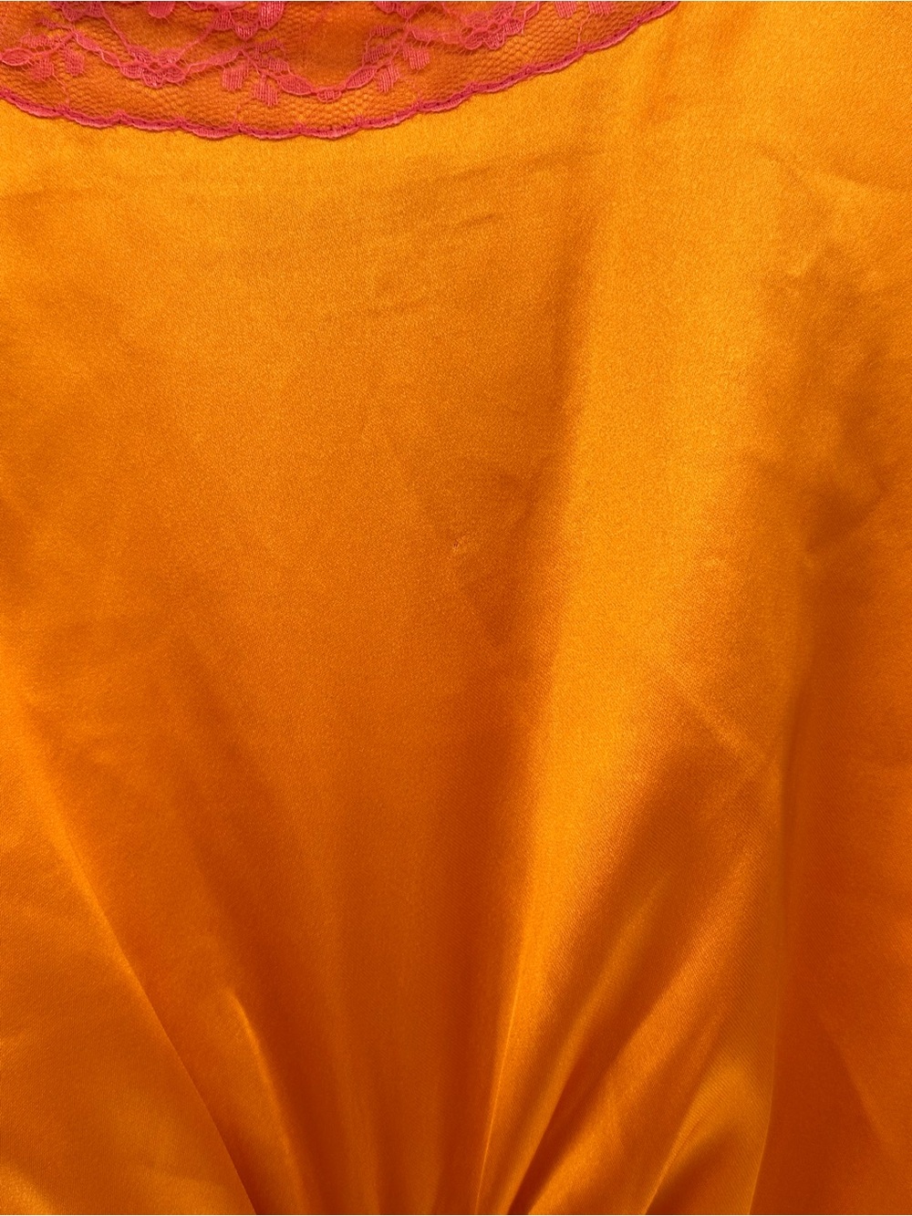 Never Fully Dressed Pink and Orange Satin Lace Slip Dress Size 6 - Picture 13 of 14